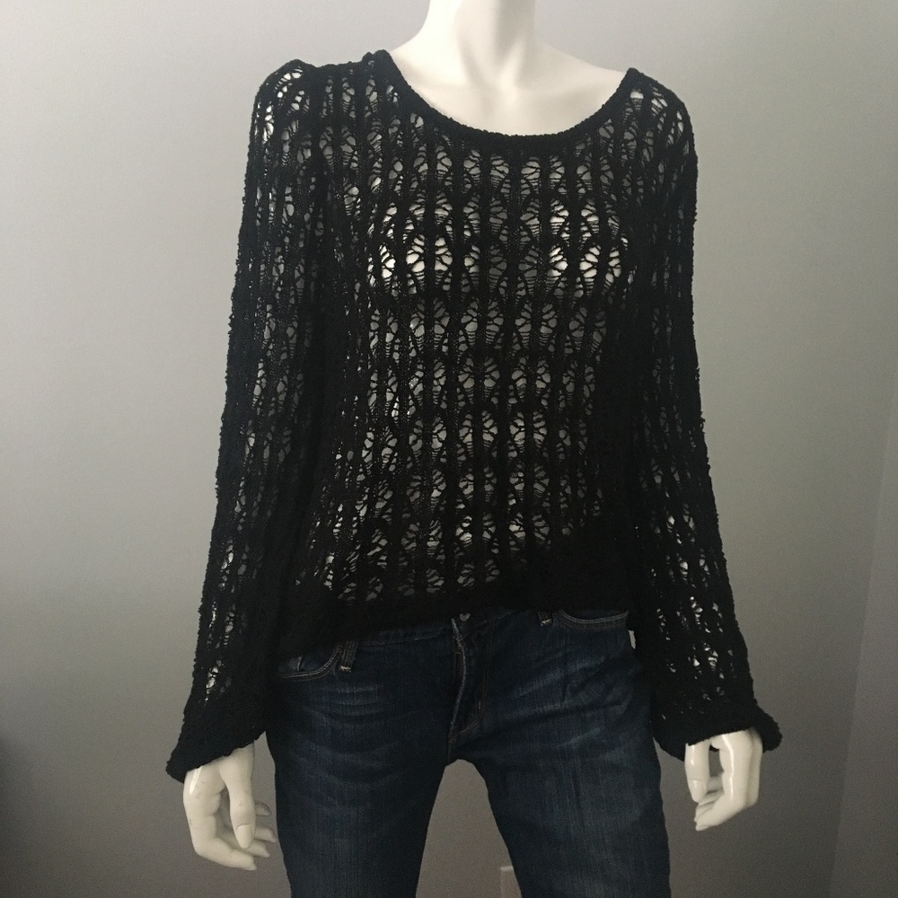 Black Crochet-Like Top